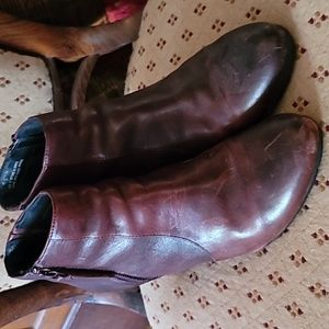 Clark Mahogony Leather Wedges